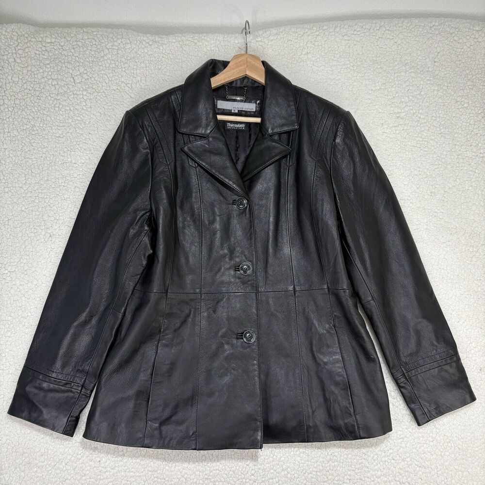Wilsons Leather Black Leather Button-Front Jacket